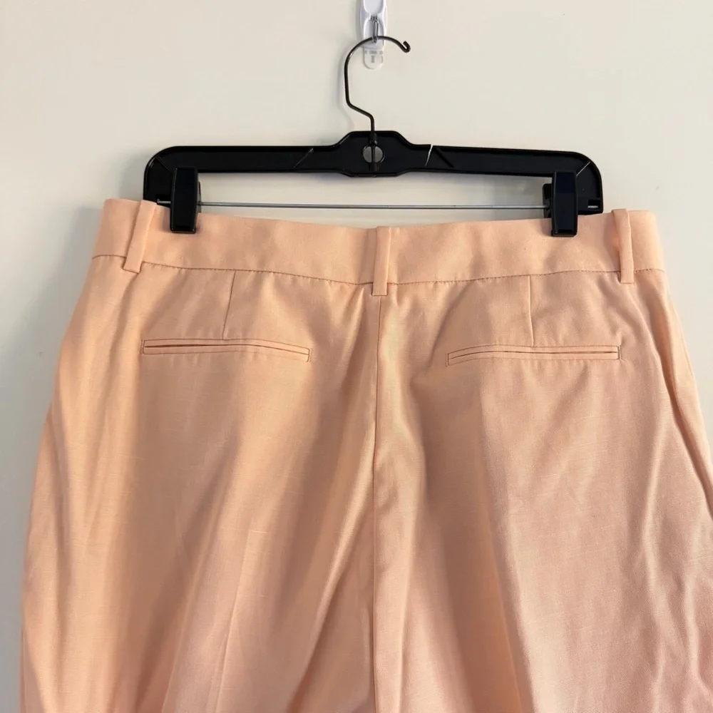 New! REISS Apricot Evelyn Wool Linen Blend Slim Fit Trousers Pants 41541